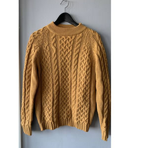 Vintage Gold Chunky Knit Vigin Wool Fisherman's Sweater Women's Small